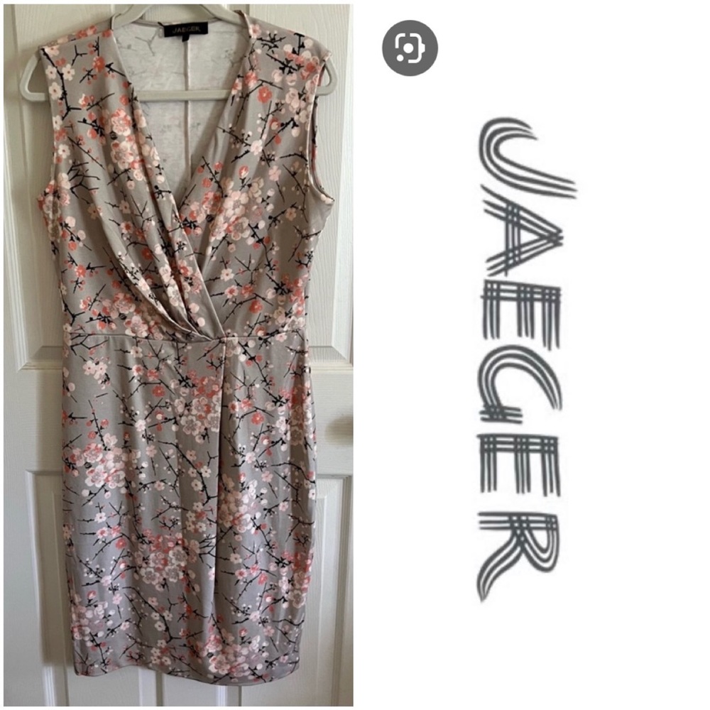 Jaeger London Dress Jersey Knit Cherry Blossom Sz. 10 US 12 UK